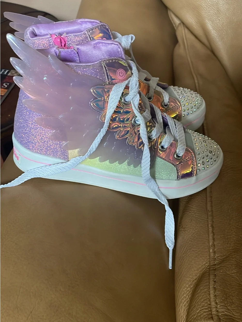 Skechers Twinkle Toes Angel Wings High-tops, Iridescent, Girl's Size 2